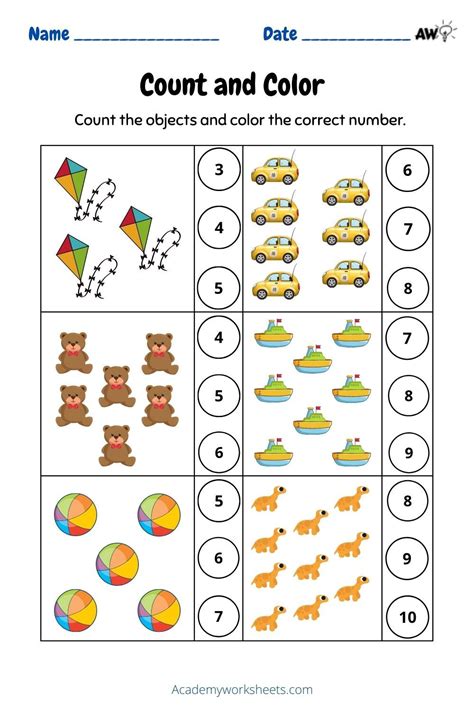 counting worksheets for kindergarten